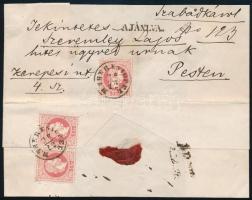 ~1867 Ajánlott levél 3 x 5kr bérmentesítéssel / Registered cover with 3 x 5kr "M. THERESIOPEL" - Pest