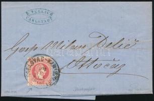 1870 5kr lemezhibával komplett levélen / 5kr with plate flaw, on cover "KARLOVAC-KARLSTADT" - Ottocsáz