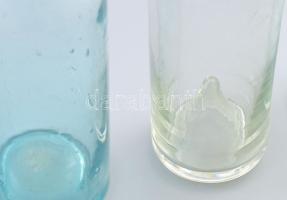 4 darab palack. Magyar, 19. sz. időszakai, hutaüveg, m: 19-22 cm /// Set of 4 Bottles. Hungarian, 19...