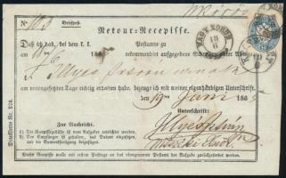 1865 10kr tértivevényen / on retour recepisse "NAGY KÖRÖS" - Kecskemét