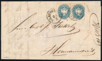 1864 2 x 10kr komplett 2. súlyfokozatú levélen / on 2nd weight class cover "KLAUSENBURG" - Hermannstadt