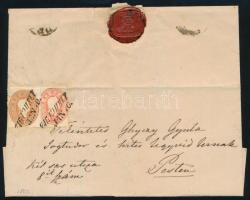 1862 5kr + 10kr komplett levélen / on complete cover "VÁG-ÚJHELY" - Pest