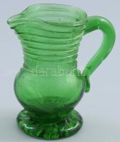 Kancsó. cca 1800, feltehetően Erdély, színezett hutaüveg, m: 9,5 cm /// Jug. Circa 1800, presumably ...