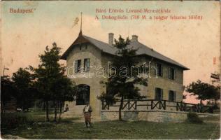 1908 Dobogókő, a Magyar Turista Egyesület Báró Eötvös Loránd menedékháza. Taussig Arth. 9244. Bpest (ázott sarok / wet corner)