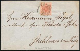 1850 3kr korai levélen / on cover "PESTH" - "ALBA REGIA" (Ryan 900 p)