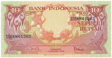 Indonézia 1959. 10R "'10 BKM 61265" T:AU, sarokhajlás Indonesia 1959. 10 Rupiah "10 BKM 61265" C:AU, folded corner Krause P#66