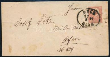 1871 PS-cover "GYŐR RAAB" - "BUDA", 1871 5kr díjjegyes boríték "GYŐR RAAB" - "BUDA"