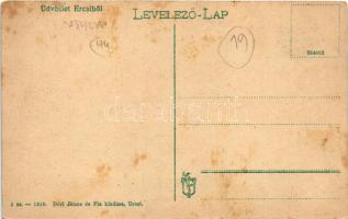 Ercsi, látkép este holdfényben, gőzhajó. Déri János és Fia kiadása (fl)