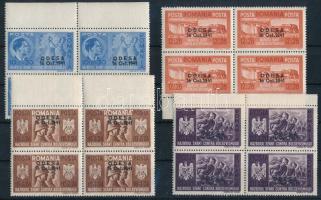 ODESSA overprinted set in margin blocks of four ODESSA felülnyomású sor ívszéli négyes tömbökben