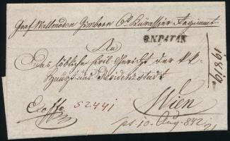 1842 Portós levél "S.N.PATAK" - "WIEN", 1842 Unpaid cover "S.N.PATAK" - "WIEN"