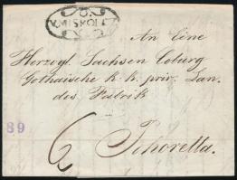 1843 Portós levél "V.MISKOLCZ" - Pohorella, 1843 Unpaid cover "V.MISKOLCZ" - Pohorella