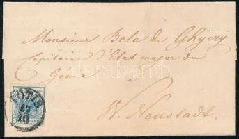 ~1855 9kr MP III 3. zónás levélen "TOTIS" - W. Neustadt, ~1855 9kr MP III 3. on zone cover "TOTIS" - W. Neustadt