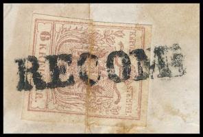 1850 2 x 6kr HPI (slight fold, cut in the back when opened) on registered cover "KARLSTADT"...