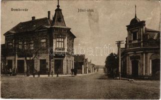 1918 Dombóvár, Jókai utca, üzletek. Vasúti levelezőlapárusítás 9881. (fl)