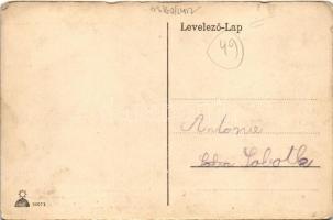 Hajmáskér, Cs. és kir. tüzérségi lövőiskola, a hadtestparancsnoksági épület hátsó része a tóval (kop...