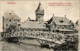 1915 Hajmáskér, Cs. és kir. tüzérségi lövőiskola, parancsnoksági épület tó részlettel. Szélessy Mihály kiadása (EK)