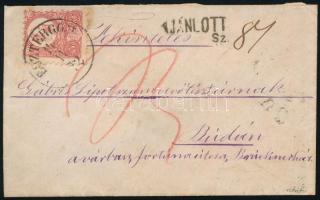 1872 Réznyomat 5kr + látványosan képbe fogazott 10kr ajánlott levélen / "ESZTRGOM" - "BUDA"