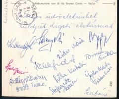 Magyar női kosárlabda válogatott tagjainak aláírásai képeslapon Ligeti László (1914-1994) a KPVDSZ f...