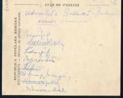 ca 1950 Magyar evezős válogatott tagjainak aláírásai képeslapon Ligeti László (1914-1994) a KPVDSZ f...