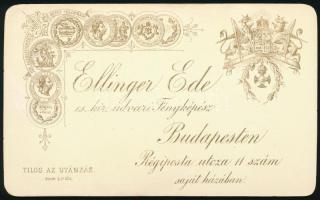 cca 1890 Oldalszakállas előkelő úr díszmagyarban, vizitkártya Ellinger Ede cs. kir. udvari fényképés...