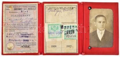 1928 M. kir. Államvasutak fényképes igazolvány bőr tokkal