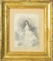 Gosztonyi Alíz jelzéssel: Hölgy portré . Ceruza, papír. Kissé foltos. Üvegezett, kopott fakeretben. 23,5x17 cm