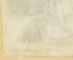 Gosztonyi Alíz jelzéssel: Hölgy portré . Ceruza, papír. Kissé foltos. Üvegezett, kopott fakeretben. ...