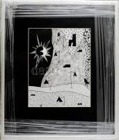 Bada Dada (1963-2006): Tábor. Vegyes technika, papír. Jelzett. Üvegezett fakeretben. 22,5x17,5 cm