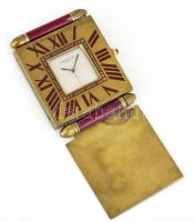 Cartier Paris ébresztőóra, kissé sérült, hátlapja nem nyitható, 5x6,5 cm