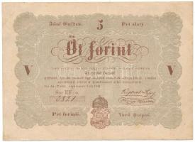 1848. 5Ft "Kossuth bankó" "EF:o 3821" T:F szép papír / Hungary 1848. 5 Forint &q...
