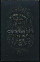 cca 1890 Fiatal férfi (Kübecher Albert?) portréja, vizitkártya Stefany Joszef (Josef Stefany) fényké...
