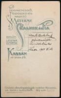 1904 Kassa, Somló Bertalan gépészmérnök, tüzérönkéntes katonai egyenruhás portréja, vizitkártya Skal...