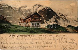 1902 Kaprun, Kaprunerthal (Zell am See9, Hotel Moserboden 1968 m. mit Wiesbachhorn 3577 m u. Glockerin 3425m. C. Ledermann jr. 4381. (fl)