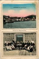1913 Cavtat, Ragusa Vecchia; general view, Croatian folklore. Verlag von Ulderik Kalacic. Photogr. Berner (kis szakadás / small tear)
