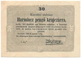 1849. 30Kr "Kossuth bankó" T:VF / Hungary 1849. 30 Krajczár (Kreuzer) C:VF Adamo G103, Krause P#S122