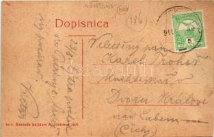 Sziszek, Sisak; Rimska ulica / street, railway line, train, crane. S. Jünker 1619. (EK)