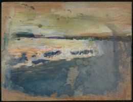 Ujváry Ignác (1860-1927): Vízparti táj (vázlat). Olaj, fa, jelezve balra lent. Kétoldalas mű, hátold...