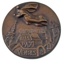 Asszonyi Tamás (1942-) 1981. "Pax Vobis" öntött bronz plakett (~78-79mm) T:AU