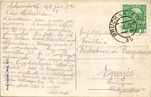 1912 Scharndorf, Sarica, Sundrof (Niederösterreich); multiview postcard, street view, roman catholic...