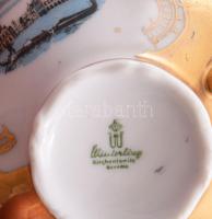 Bavaria vastagon aranyozott kávés készlet, olasz városképekkel díszítve, jelzett, kopott, teljes