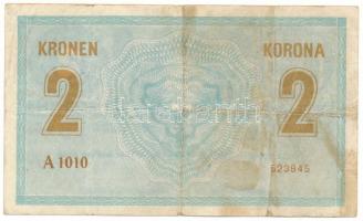 1914. 2K "A 1010 523845" T:F folt / Hungary 1914. 2 Korona "A 1010 523845" C:F s...