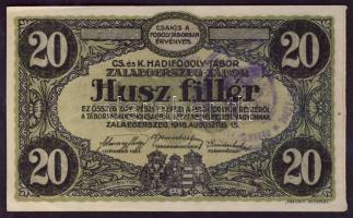 Zalaegerszeg/hadifogolytábor 1916. 20f körbélyegzővel T:II