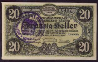 Zalaegerszeg/hadifogolytábor 1916. 20f körbélyegzővel T:II