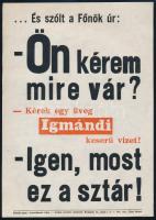 "Ön kérem mire vár? [...]" Igmándi természetes keserűvíz kisplakát, 24×17 cm