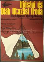 cca 1970 Ifjúsági és diák utazási iroda plakát 45x70 cm Hajtva