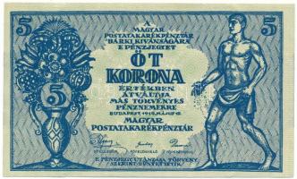 1919. 5K "MÁS TÖRVÉNYES..." alacsony "058 000147" sorszámmal T:XF,VF sarokhajlások / Hungary 1919. 5 Korona with low "058 000147" serial number C:XF,VF bend corners Adamo K8/1, Krause P#35