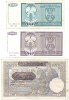 Szerbia / Német megszállás 1941. 100D (felülbélyegzés jugoszláv 100D-os bankjegyre nyomva) + Bosznia-Hercegovina 1992. 10.000D "AA 1992191" + 1993. 100.000D T:F, szép papír Serbia / German Occupation 1941. 100 Dinara (printed on Yugoslav 100 Dinara banknote) + Bosnia and Herzegovina 1992. 10.000 Dinara "AA 1992191" + 1993. 100.000 Dinara C:F, fine paper Krause P#23, P#139, P#141