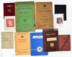 11 db vegyes igazolvány: KISZ tagsági könyv, kismotorkerékpár vezetői igazolvány, stb.
