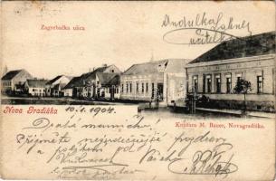 1904 Újgradiska, Novagradiska, Nova Gradiska; Zagrebacka ulica / Zágrábi utca. M. Bauer kiadása / street view (fl)