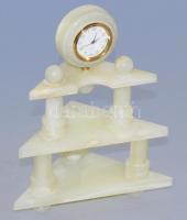 Ónix testű asztali óra, m: 17 cm